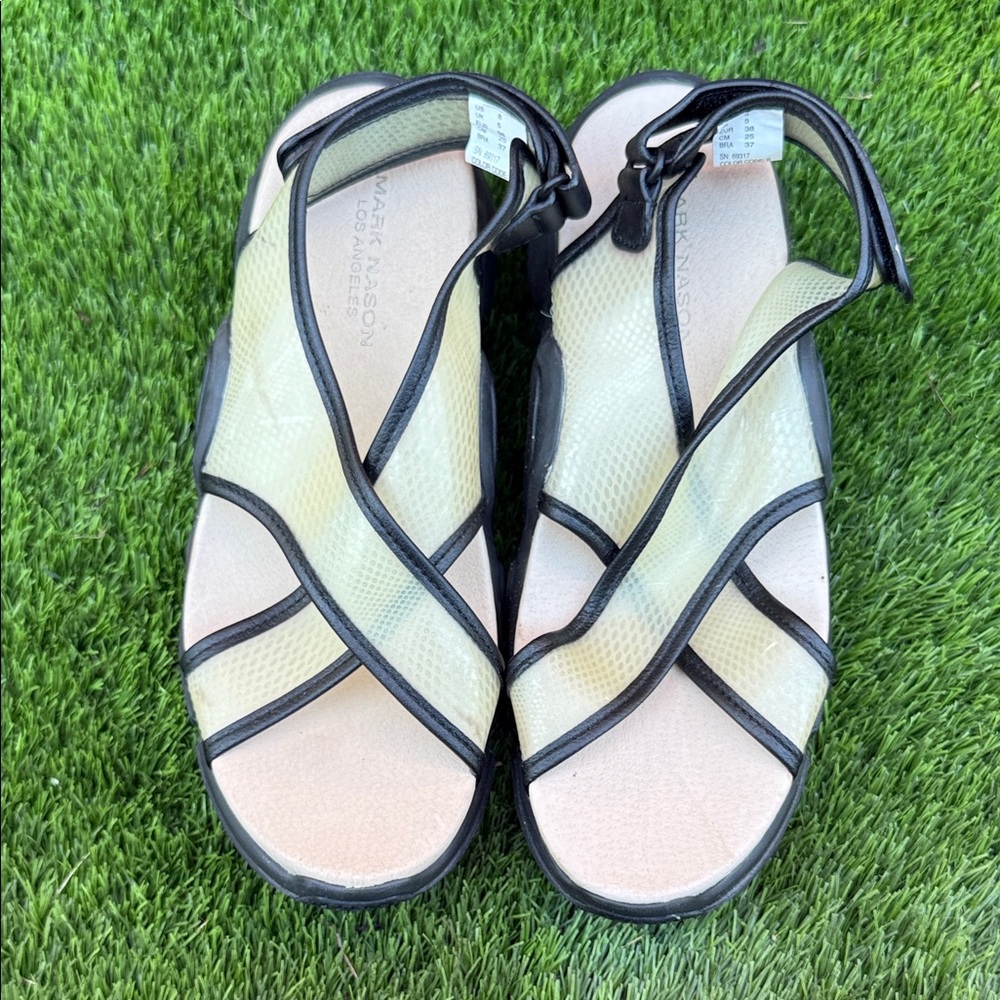 Mark Nason Black and Cream Women's Sandals